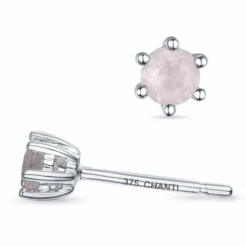 2 x 0,10 ct rosa kvarts solitaireørepynt i 9 karat hvitt gull med rosa kvarts