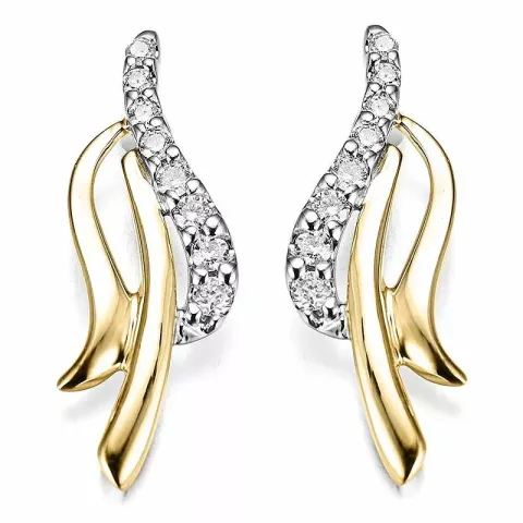 diamantøredobb i 9 karat gull og hvitt gull med diamant 