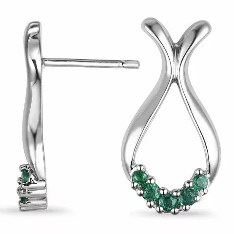 øredobber i 9 karat hvitt gull med smaragd 