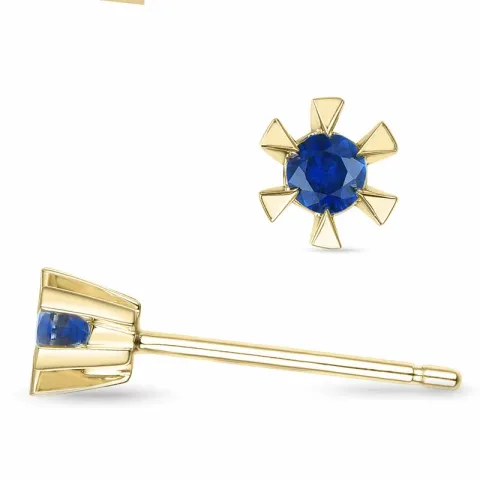 2 x 0,07 ct safir solitaireørepynt i 9 karat gull med safir