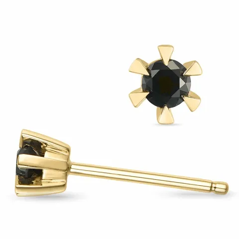 2 x 0,10 ct svart diamant solitaireørepynt i 9 karat gull med svart diamant