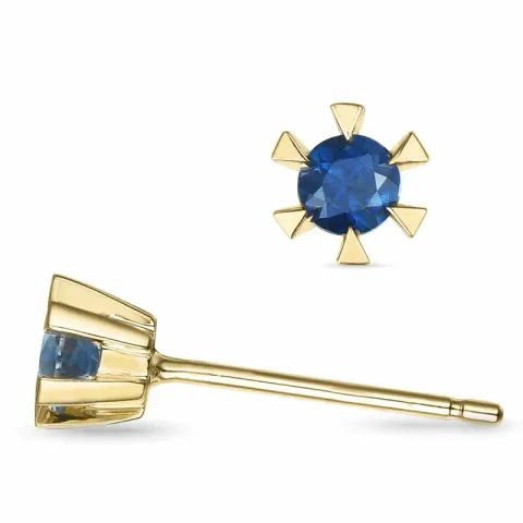 2 x 0,13 ct safir solitaireørepynt i 9 karat gull med safir