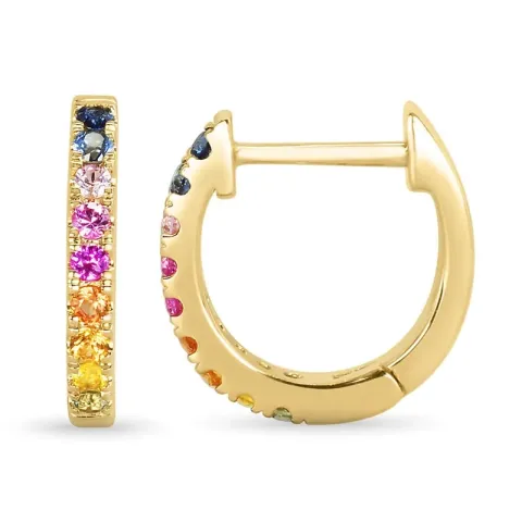 regnbuefarget safir creol i 9 karat gull med safir 