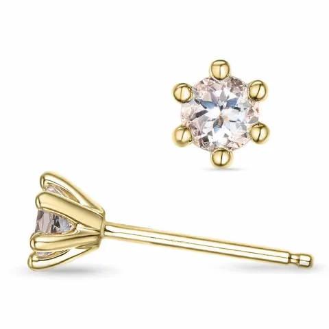 2 x 0,19 ct morganit solitaireørepynt i 9 karat gull med morganit