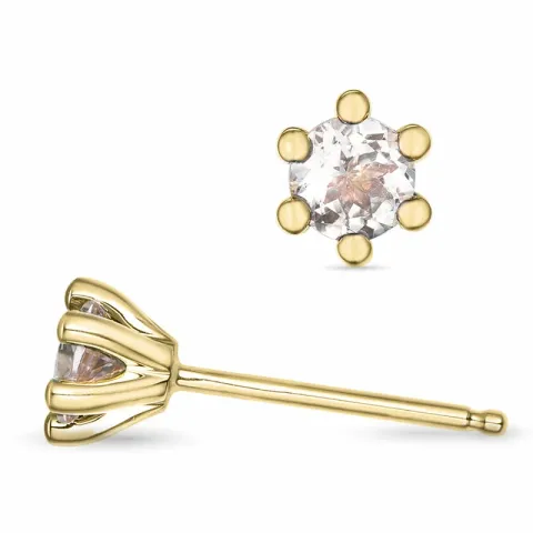 2 x 0,22 ct morganit solitaireørepynt i 9 karat gull med morganit