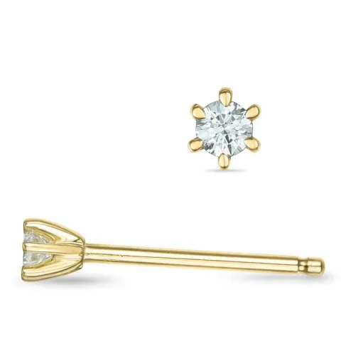 2 x 0,03 ct diamant solitaireørepynt i 9 karat gull med diamant 