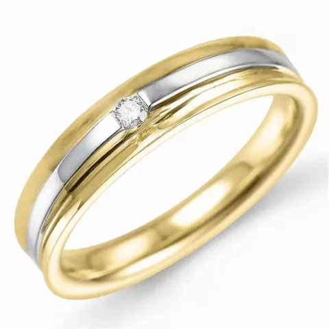 diamant ring i 9 karat gull og hvitt gull 0,02 ct