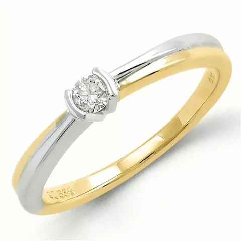 rund diamant ring i 9 karat gull og hvitt gull 0,10 ct