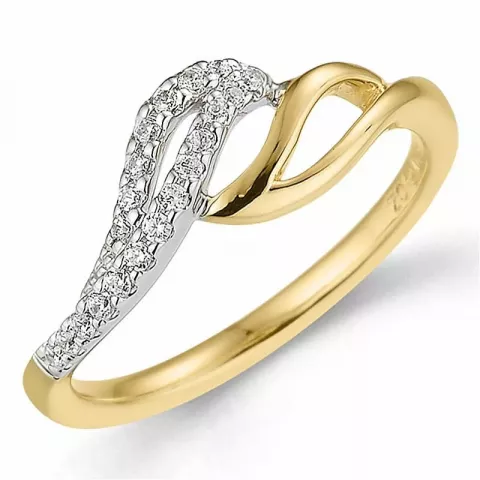 Elegant diamant ring i 9 karat gull og hvitt gull 0,13 ct