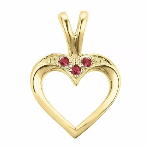 hjerte rubin anheng i 9 karat gull 0,02 ct