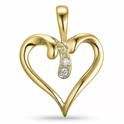 Hjerte anheng i 9 karat gull 0,01 ct ct