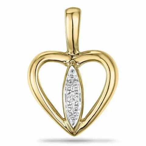 hjerte diamant anheng i 9 karat gull og hvitt gull 0,007 ct