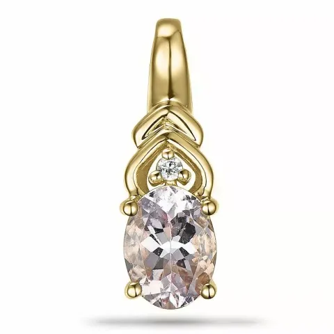 Ovalt morganit diamantanheng i 9 karat gull 0,01 ct 1,28 ct