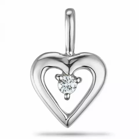 Hjerte diamant anheng i 9 karat hvitt gull 0,04 ct