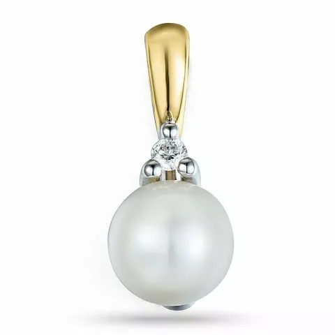 perle diamantanheng i 9 karat gull og hvitt gull 0,03 ct