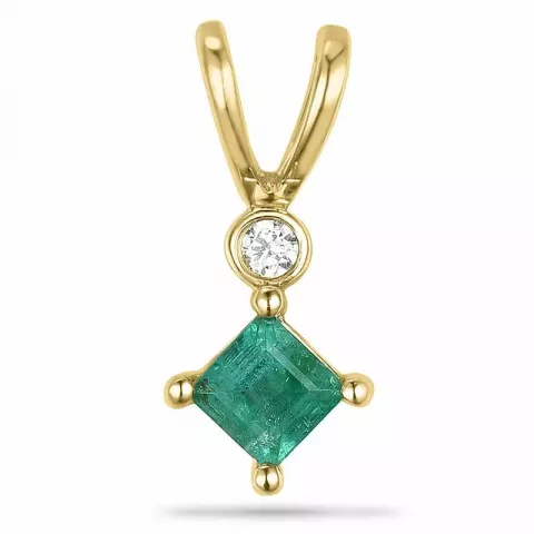Firkantet smaragd diamantanheng i 9 karat gull 0,01 ct 0,26 ct