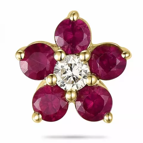 Blomst rubin diamantanheng i 9 karat gull 0,06 ct 0,45 ct
