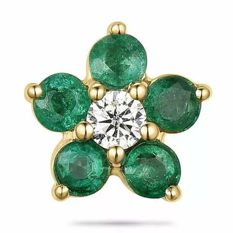 Blomst smaragd diamantanheng i 9 karat gull 0,06 ct 0,40 ct