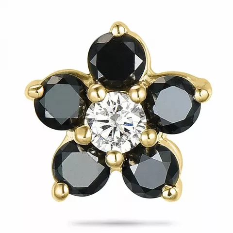 blomst svart diamant diamantanheng i 9 karat gull 0,06 ct 0,33 ct