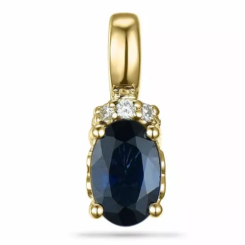 Ovalt safir diamantanheng i 9 karat gull 0,03 ct 0,65 ct