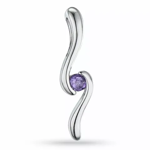 Ametyst anheng i 9 karat hvitt gull 0,04 ct