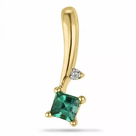 Firkantet smaragd diamantanheng i 9 karat gull 0,007 ct 0,13 ct