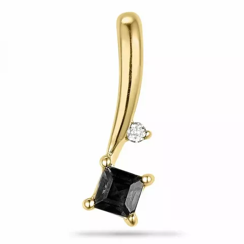 Firkantet svart diamant diamantanheng i 9 karat gull 0,007 ct 0,19 ct