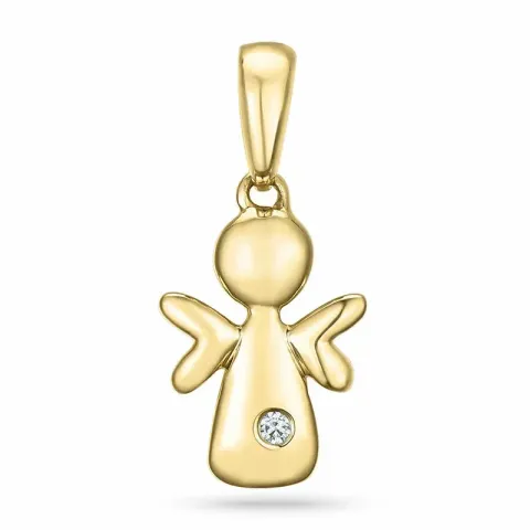 engel diamant anheng i 9 karat gull 0,01 ct