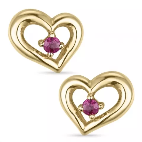 Hjerte rubin ørestikker i 9 karat gull med rubiner 