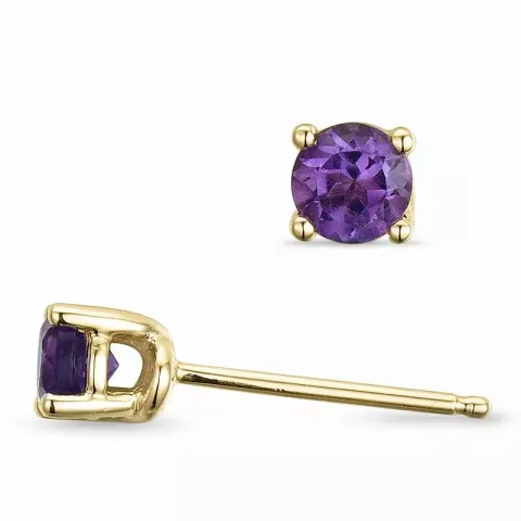 2 x 0,19 ct ametyst solitaireørepynt i 9 karat gull med ametyst