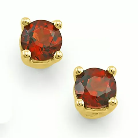 2 x 0,28 ct granat solitaireørepynt i 9 karat gull med granat