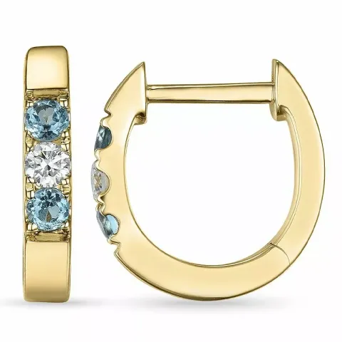topas creol i 9 karat gull med diamant og topas