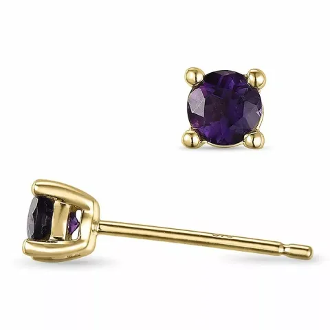 2 x 0,22 ct ametyst solitaireørepynt i 9 karat gull med ametyst