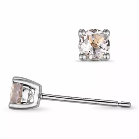 2 x 0,19 ct morganit solitaireørepynt i 9 karat hvitt gull med morganit