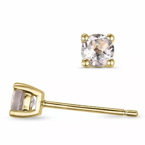 2 x 0,19 ct morganit solitaireørepynt i 9 karat gull med morganit