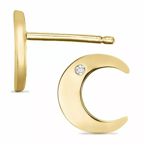 måne diamant øredobber i 9 karat gull med diamant