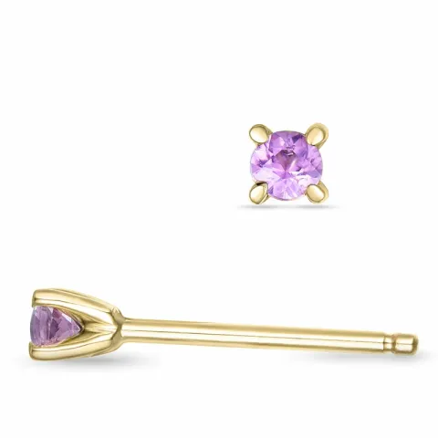 2 x 0,07 ct rosa safir solitaireørepynt i 9 karat gull med rosa safir
