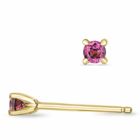 2 x 0,05 ct rosa turmalin solitaireørepynt i 9 karat gull med turmalin