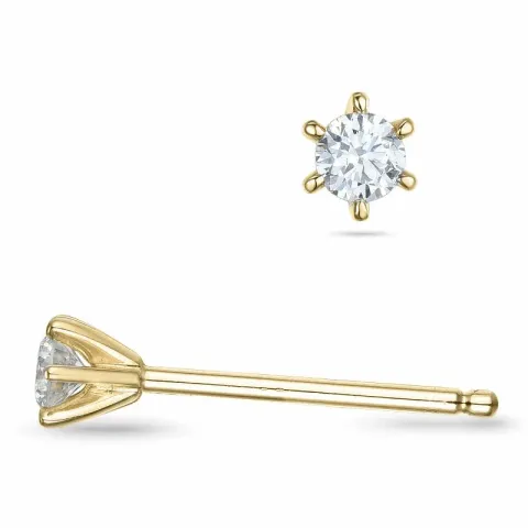2 x 0,07 ct diamant solitaireørepynt i 9 karat gull med diamant 