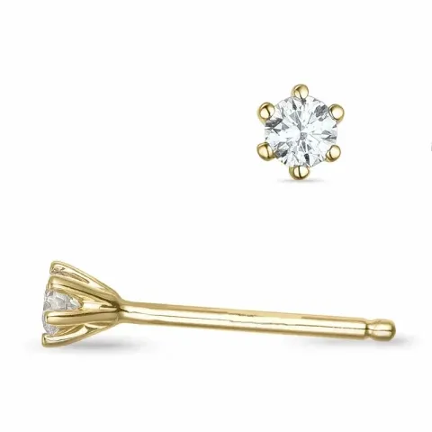 2 x 0,06 ct diamant solitaireørepynt i 9 karat gull med diamant 
