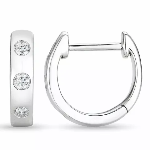 diamant creol i 9 karat hvitt gull med diamant