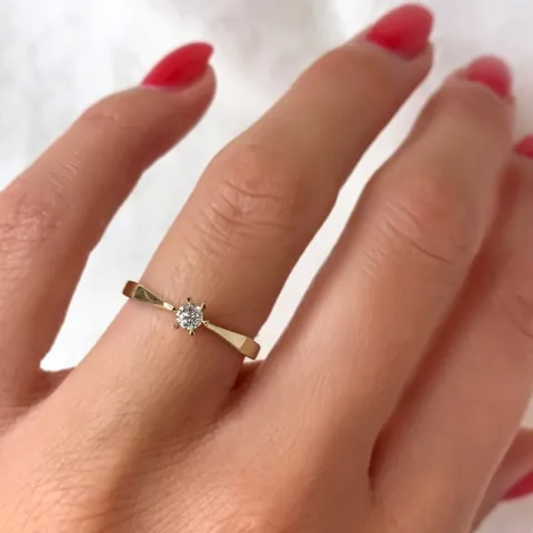 kampanje - diamant solitairering i 14 karat gull 0,11 ct