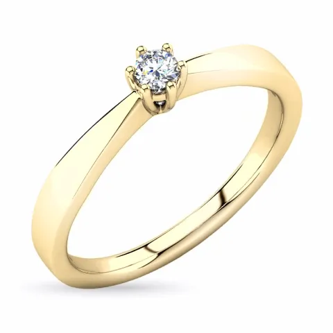 diamant solitairering i 14 karat gull 0,10 ct