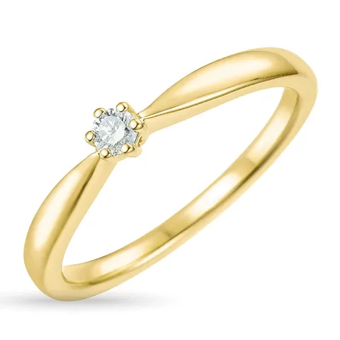 diamant solitairering i 14 karat gull 0,07 ct