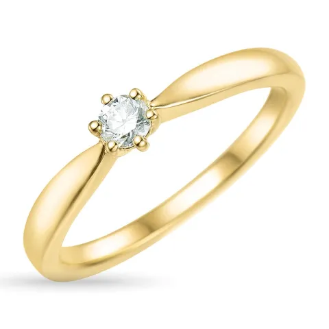 diamant solitairering i 14 karat gull 0,15 ct