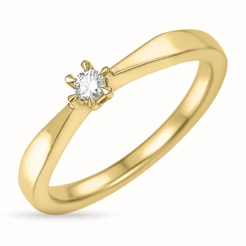 diamant solitairering i 14 karat gull 0,05 ct