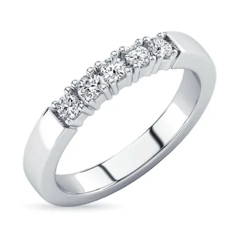 diamant alliansering i 14 karat hvitt gull 5 x 0,05 ct