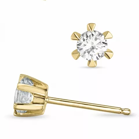 kampanje - 2 x 0,20 ct diamant solitaireørepynt i 14 karat gull med diamant 