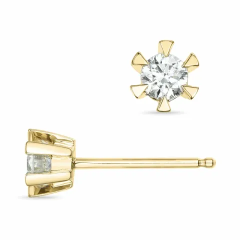 kampanje - 2 x 0,16 ct diamant solitaireørepynt i 14 karat gull med diamant