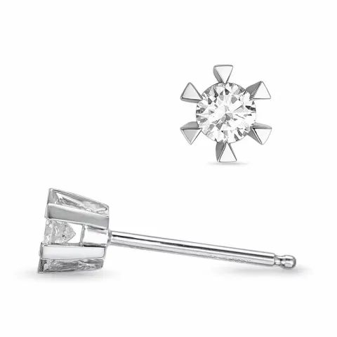 2 x 0,13 ct kampanje - briljant solitaireørepynt i 14 karat hvitt gull med diamant